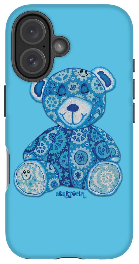 Geartopia GEAR BEAR Dreamy Original Handpainted PoP Art Teddy Bear Painting Nursery Art MeganAroon - Phone Case