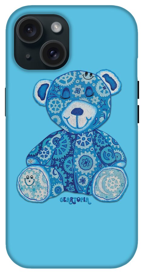 Geartopia GEAR BEAR Dreamy Original Handpainted PoP Art Teddy Bear Painting Nursery Art MeganAroon - Phone Case