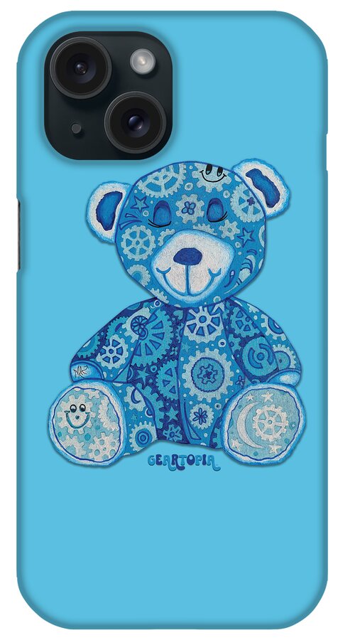 Geartopia GEAR BEAR Dreamy Original Handpainted PoP Art Teddy Bear Painting Nursery Art MeganAroon - Phone Case