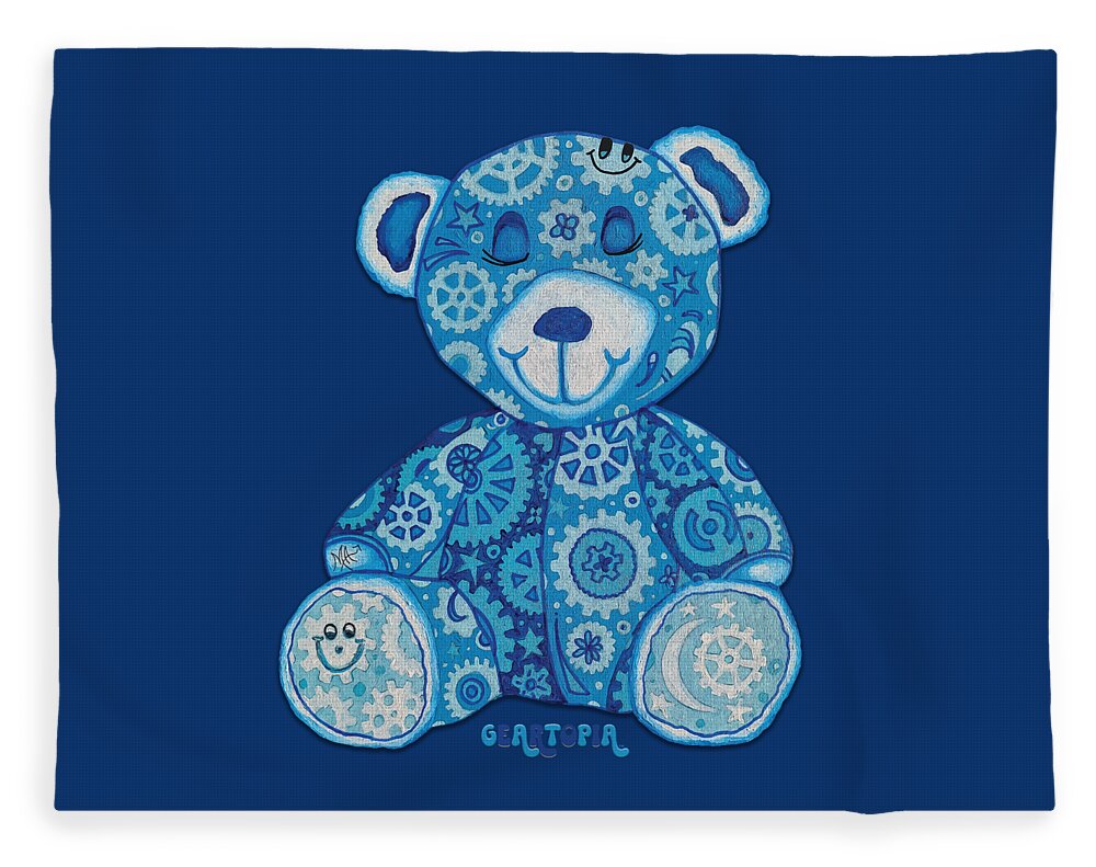 Geartopia GEAR BEAR Dreamy Original Handpainted PoP Art Teddy Bear Painting Nursery Art MeganAroon - Blanket