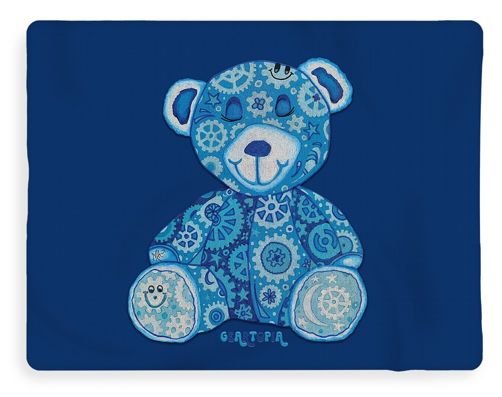 Geartopia GEAR BEAR Dreamy Original Handpainted PoP Art Teddy Bear Painting Nursery Art MeganAroon - Blanket