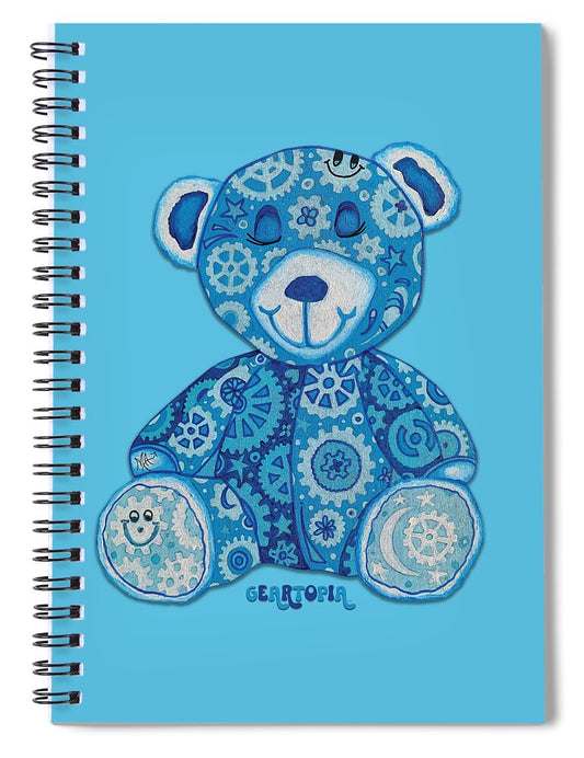 Geartopia GEAR BEAR Dreamy Original Handpainted PoP Art Teddy Bear Painting Nursery Art MeganAroon - Spiral Notebook