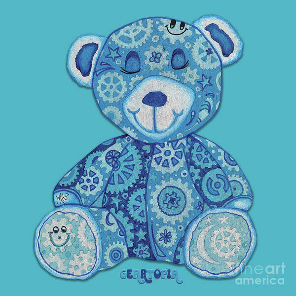 Geartopia GEAR BEAR Dreamy Original Handpainted PoP Art Teddy Bear Painting Nursery Art MeganAroon - Art Print