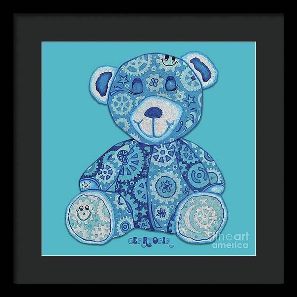 Geartopia GEAR BEAR Dreamy Original Handpainted PoP Art Teddy Bear Painting Nursery Art MeganAroon - Framed Print