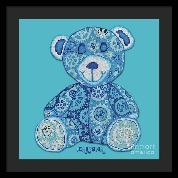 Geartopia GEAR BEAR Dreamy Original Handpainted PoP Art Teddy Bear Painting Nursery Art MeganAroon - Framed Print