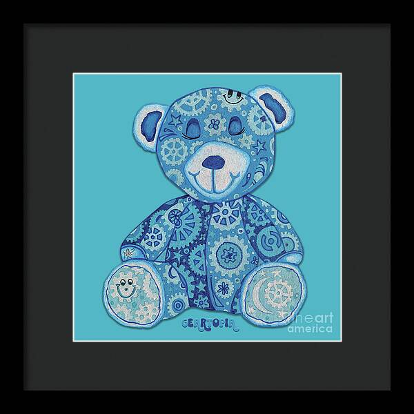 Geartopia GEAR BEAR Dreamy Original Handpainted PoP Art Teddy Bear Painting Nursery Art MeganAroon - Framed Print