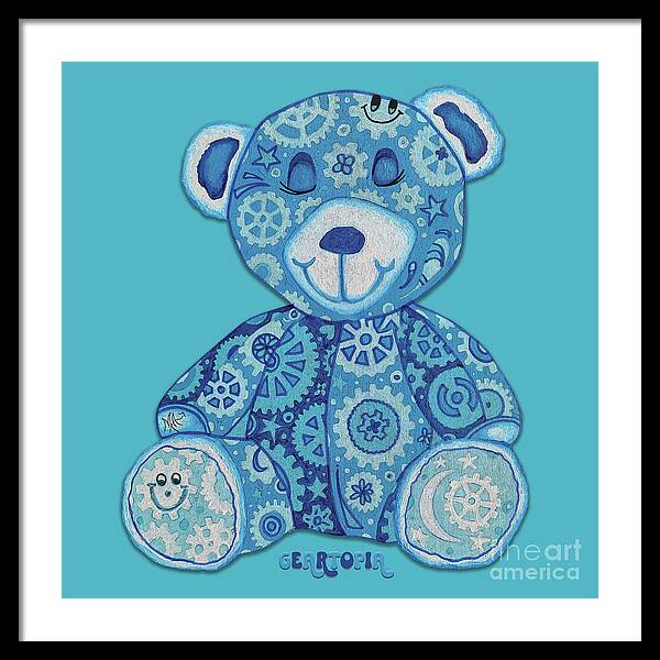 Geartopia GEAR BEAR Dreamy Original Handpainted PoP Art Teddy Bear Painting Nursery Art MeganAroon - Framed Print