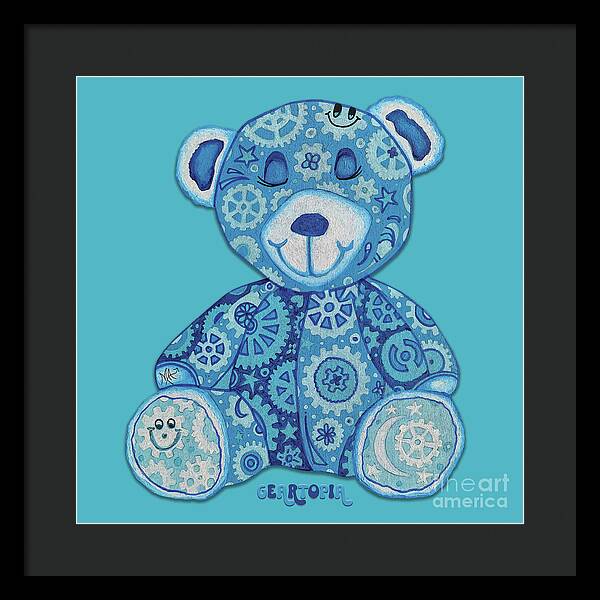 Geartopia GEAR BEAR Dreamy Original Handpainted PoP Art Teddy Bear Painting Nursery Art MeganAroon - Framed Print