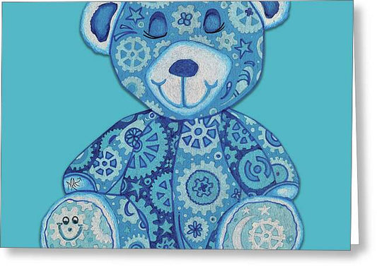 Geartopia GEAR BEAR Dreamy Original Handpainted PoP Art Teddy Bear Painting Nursery Art MeganAroon - Greeting Card