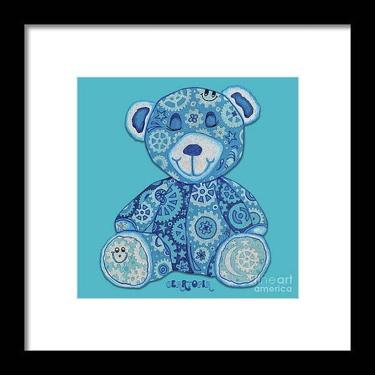 Geartopia GEAR BEAR Dreamy Original Handpainted PoP Art Teddy Bear Painting Nursery Art MeganAroon - Framed Print