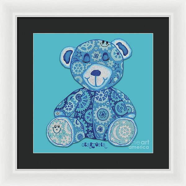 Geartopia GEAR BEAR Dreamy Original Handpainted PoP Art Teddy Bear Painting Nursery Art MeganAroon - Framed Print