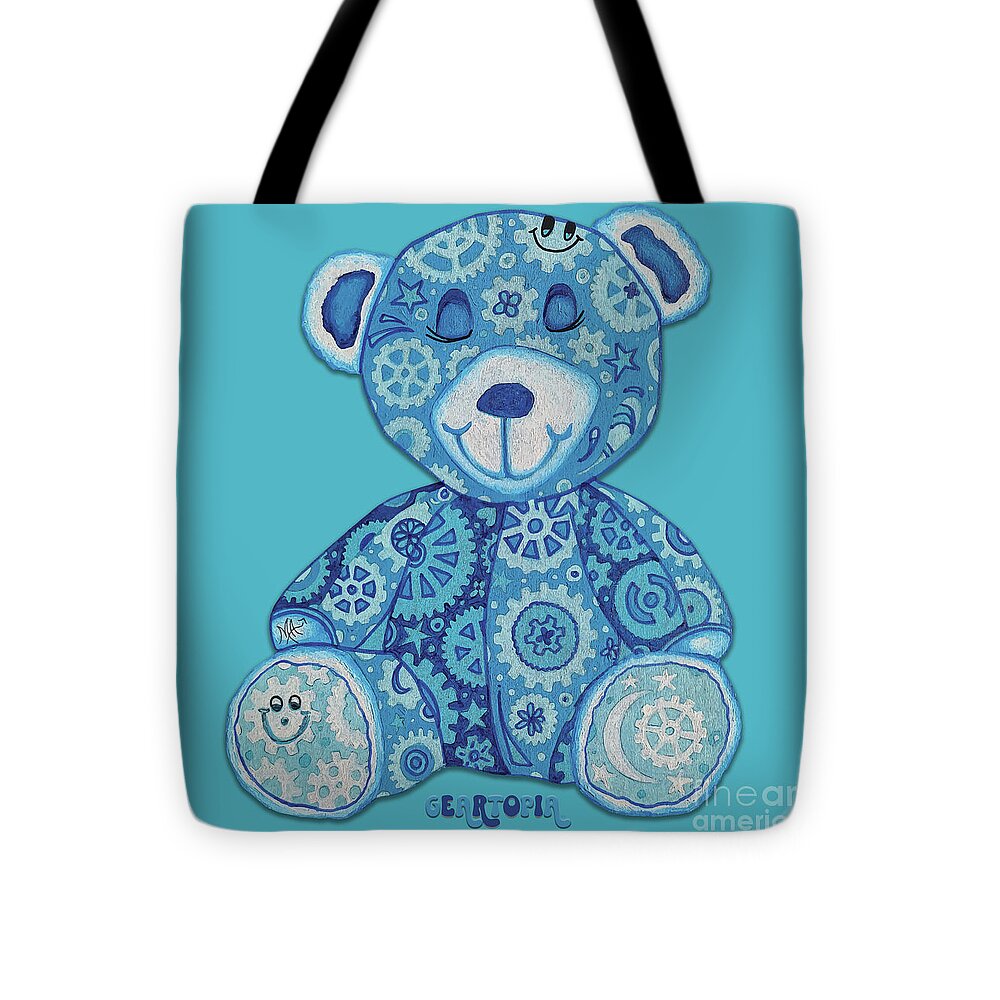 Geartopia GEAR BEAR Dreamy Original Handpainted PoP Art Teddy Bear Painting Nursery Art MeganAroon - Tote Bag