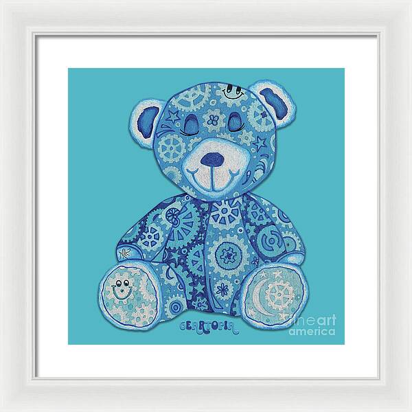 Geartopia GEAR BEAR Dreamy Original Handpainted PoP Art Teddy Bear Painting Nursery Art MeganAroon - Framed Print