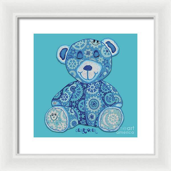 Geartopia GEAR BEAR Dreamy Original Handpainted PoP Art Teddy Bear Painting Nursery Art MeganAroon - Framed Print