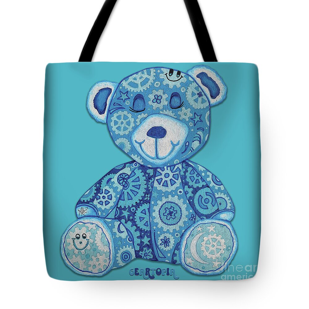 Geartopia GEAR BEAR Dreamy Original Handpainted PoP Art Teddy Bear Painting Nursery Art MeganAroon - Tote Bag