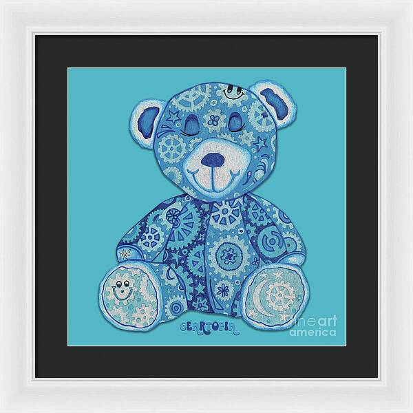 Geartopia GEAR BEAR Dreamy Original Handpainted PoP Art Teddy Bear Painting Nursery Art MeganAroon - Framed Print