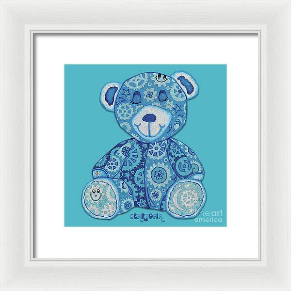 Geartopia GEAR BEAR Dreamy Original Handpainted PoP Art Teddy Bear Painting Nursery Art MeganAroon - Framed Print