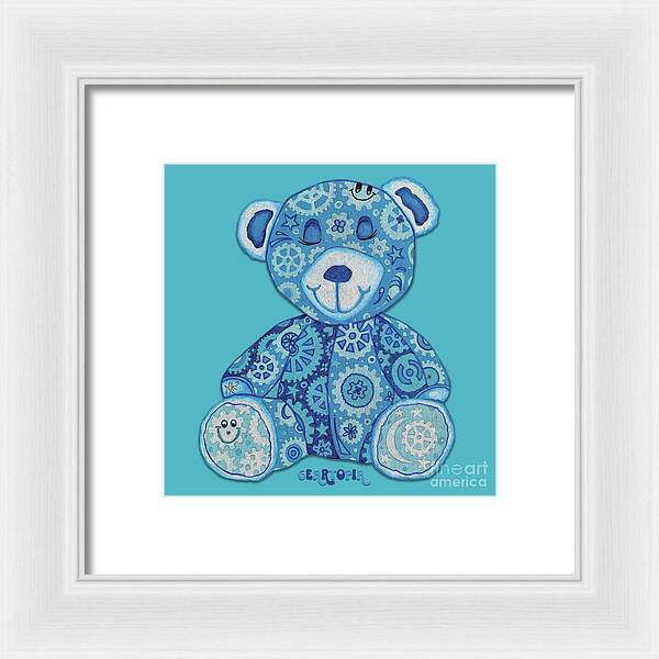 Geartopia GEAR BEAR Dreamy Original Handpainted PoP Art Teddy Bear Painting Nursery Art MeganAroon - Framed Print