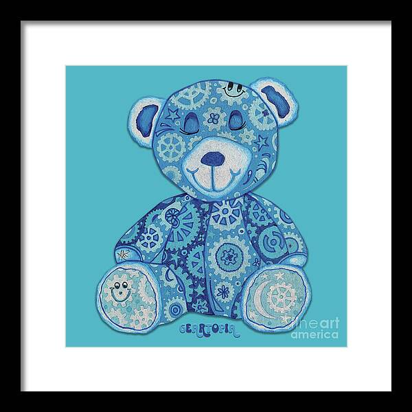 Geartopia GEAR BEAR Dreamy Original Handpainted PoP Art Teddy Bear Painting Nursery Art MeganAroon - Framed Print