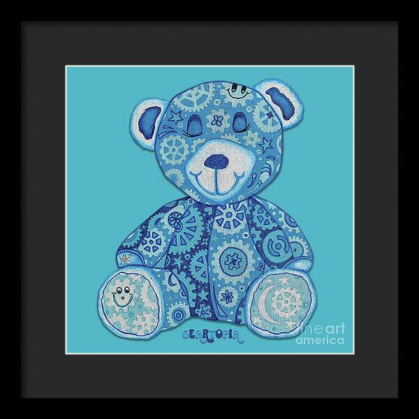 Geartopia GEAR BEAR Dreamy Original Handpainted PoP Art Teddy Bear Painting Nursery Art MeganAroon - Framed Print