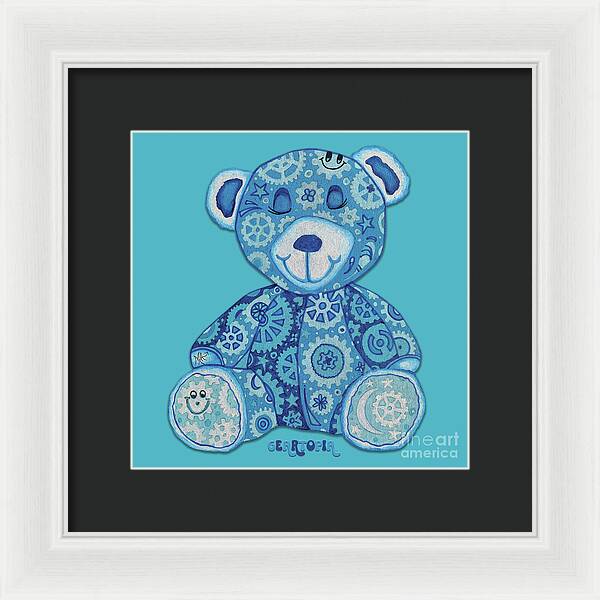 Geartopia GEAR BEAR Dreamy Original Handpainted PoP Art Teddy Bear Painting Nursery Art MeganAroon - Framed Print