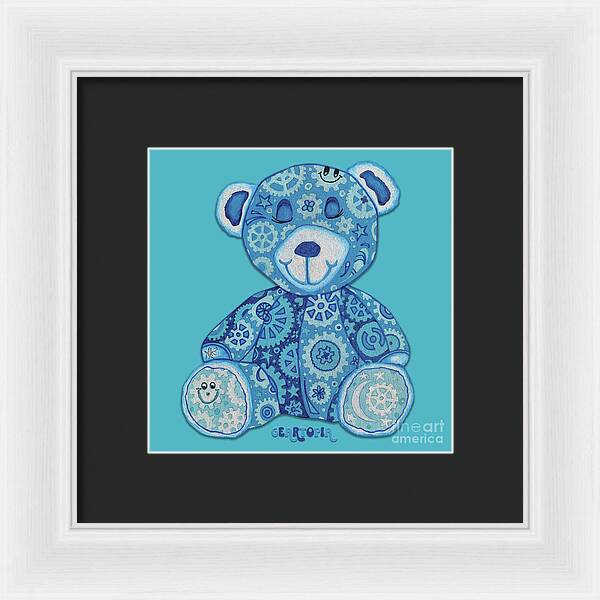 Geartopia GEAR BEAR Dreamy Original Handpainted PoP Art Teddy Bear Painting Nursery Art MeganAroon - Framed Print