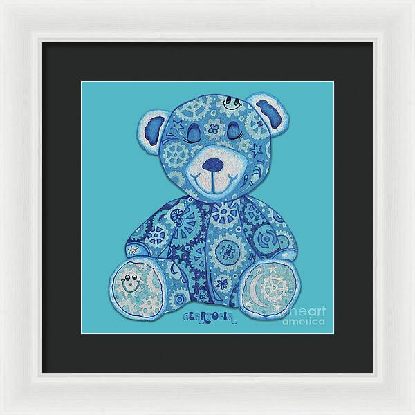 Geartopia GEAR BEAR Dreamy Original Handpainted PoP Art Teddy Bear Painting Nursery Art MeganAroon - Framed Print