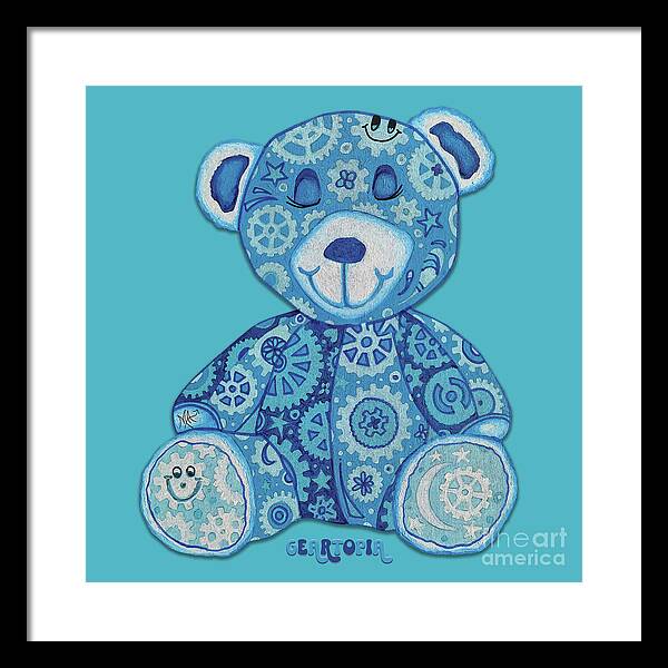 Geartopia GEAR BEAR Dreamy Original Handpainted PoP Art Teddy Bear Painting Nursery Art MeganAroon - Framed Print