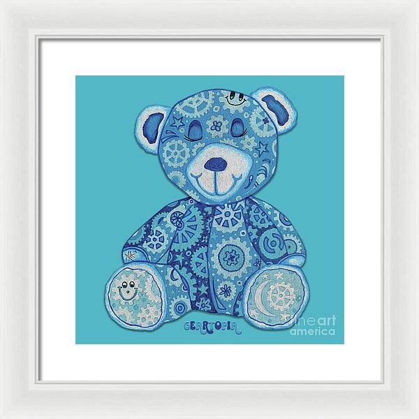 Geartopia GEAR BEAR Dreamy Original Handpainted PoP Art Teddy Bear Painting Nursery Art MeganAroon - Framed Print