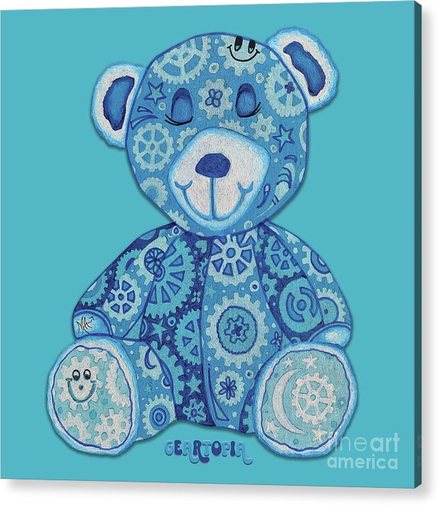 Geartopia GEAR BEAR Dreamy Original Handpainted PoP Art Teddy Bear Painting Nursery Art MeganAroon - Acrylic Print