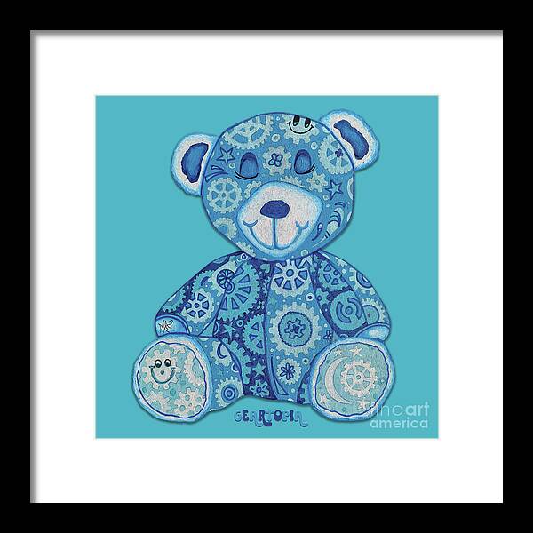 Geartopia GEAR BEAR Dreamy Original Handpainted PoP Art Teddy Bear Painting Nursery Art MeganAroon - Framed Print