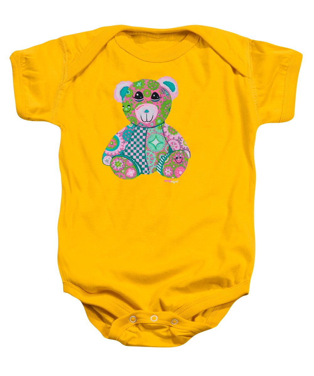 Geartopia GEAR BEAR Hope Original Handpainted PoP Art Teddy Bear Painting Nursery Art MeganAroon - Baby Onesie