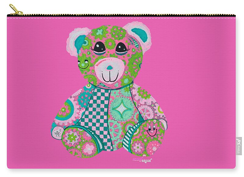 Geartopia GEAR BEAR Hope Original Handpainted PoP Art Teddy Bear Painting Nursery Art MeganAroon - Zip Pouch