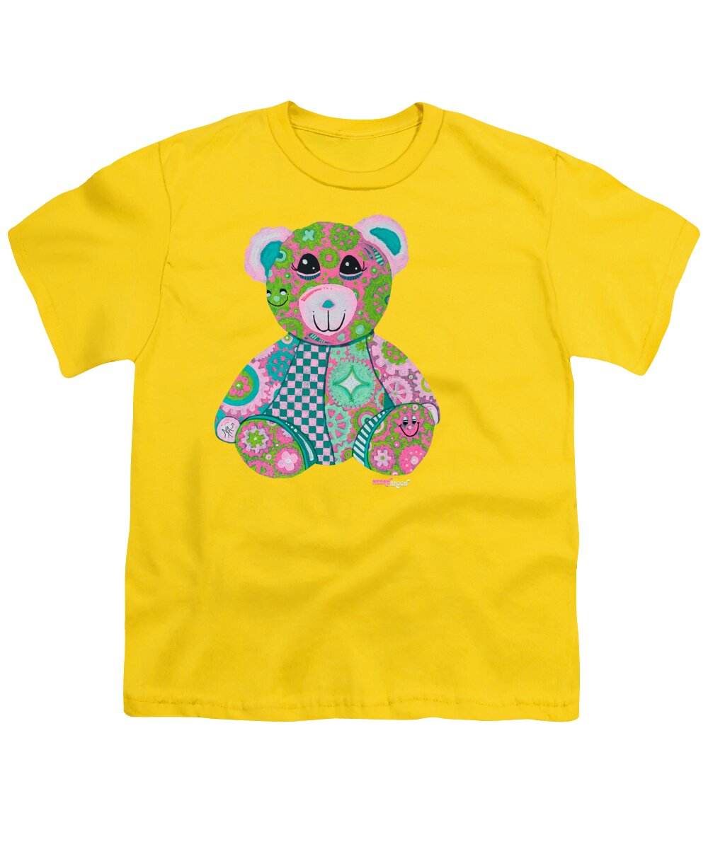 Geartopia GEAR BEAR Hope Original Handpainted PoP Art Teddy Bear Painting Nursery Art MeganAroon - Youth T-Shirt