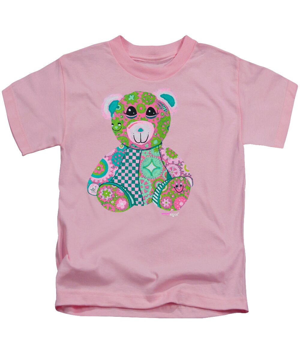 Geartopia GEAR BEAR Hope Original Handpainted PoP Art Teddy Bear Painting Nursery Art MeganAroon - Kids T-Shirt