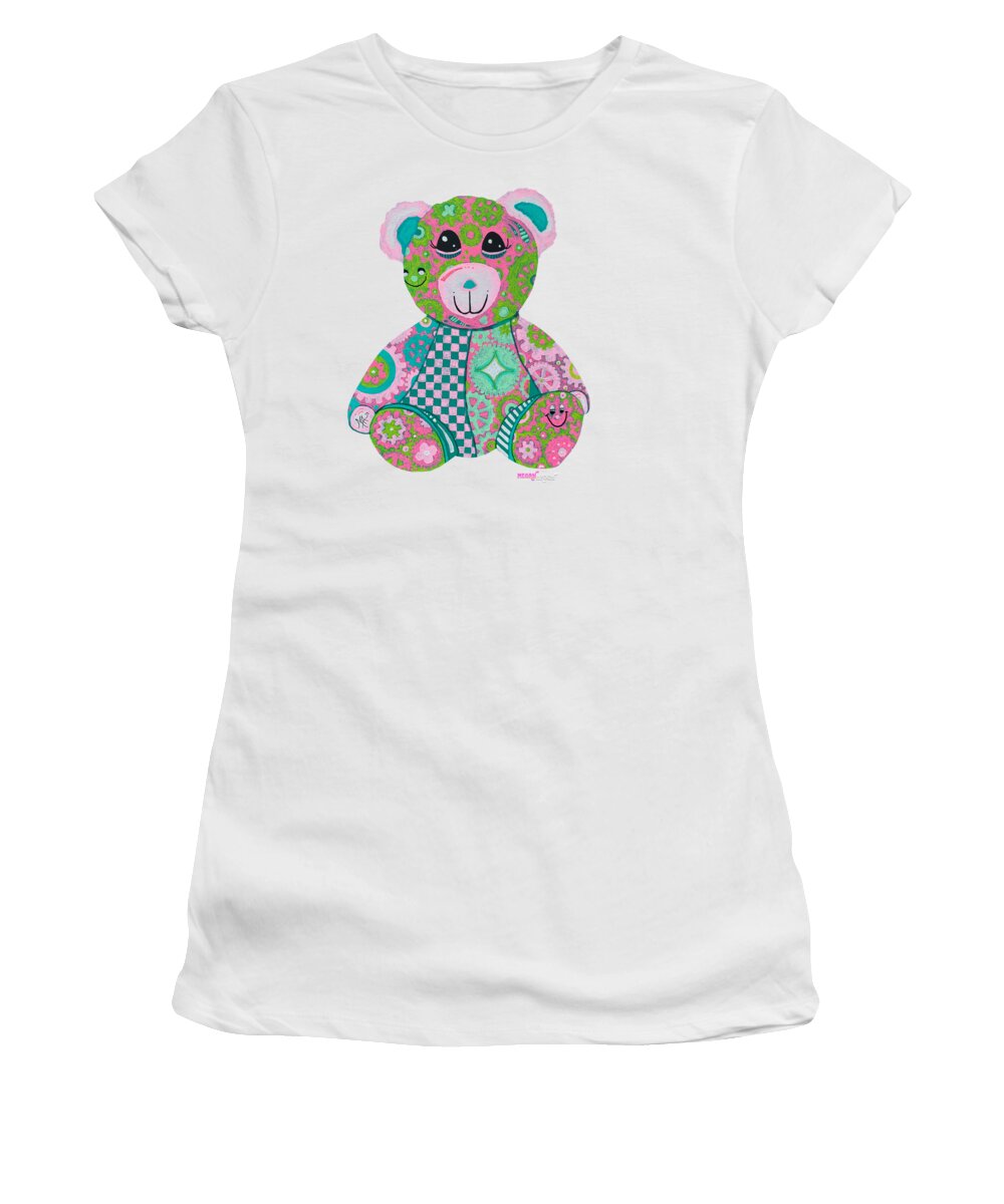 Geartopia GEAR BEAR Hope Original Handpainted PoP Art Teddy Bear Painting Nursery Art MeganAroon - Women's T-Shirt