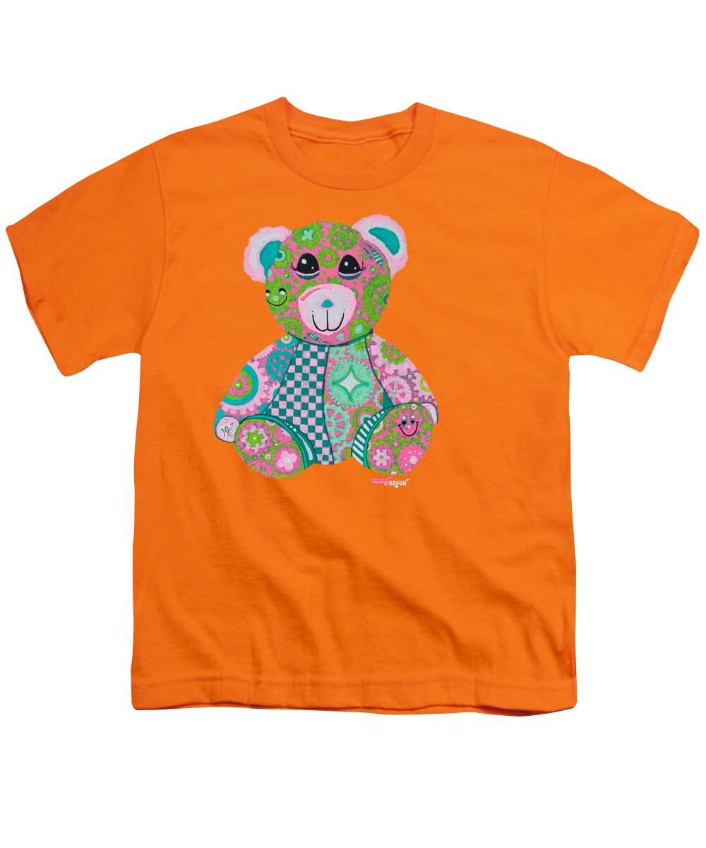 Geartopia GEAR BEAR Hope Original Handpainted PoP Art Teddy Bear Painting Nursery Art MeganAroon - Youth T-Shirt