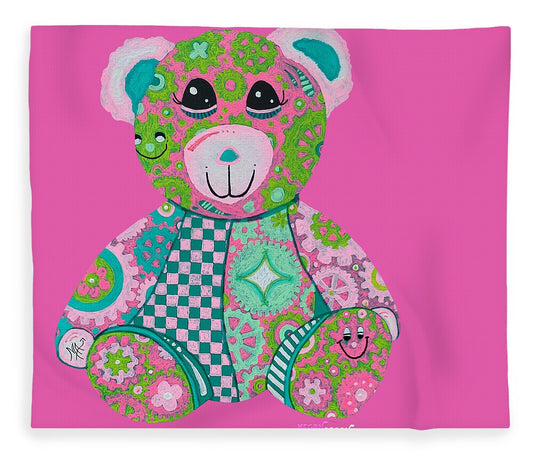 Geartopia GEAR BEAR Hope Original Handpainted PoP Art Teddy Bear Painting Nursery Art MeganAroon - Blanket