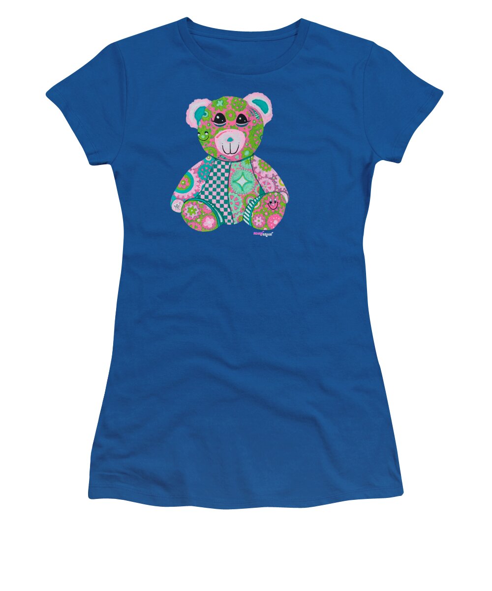 Geartopia GEAR BEAR Hope Original Handpainted PoP Art Teddy Bear Painting Nursery Art MeganAroon - Women's T-Shirt