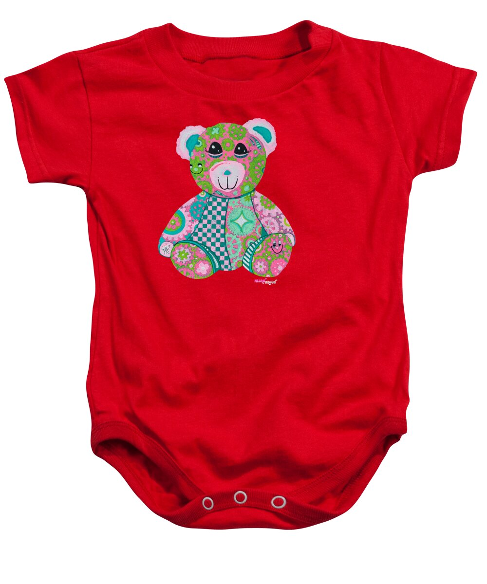 Geartopia GEAR BEAR Hope Original Handpainted PoP Art Teddy Bear Painting Nursery Art MeganAroon - Baby Onesie