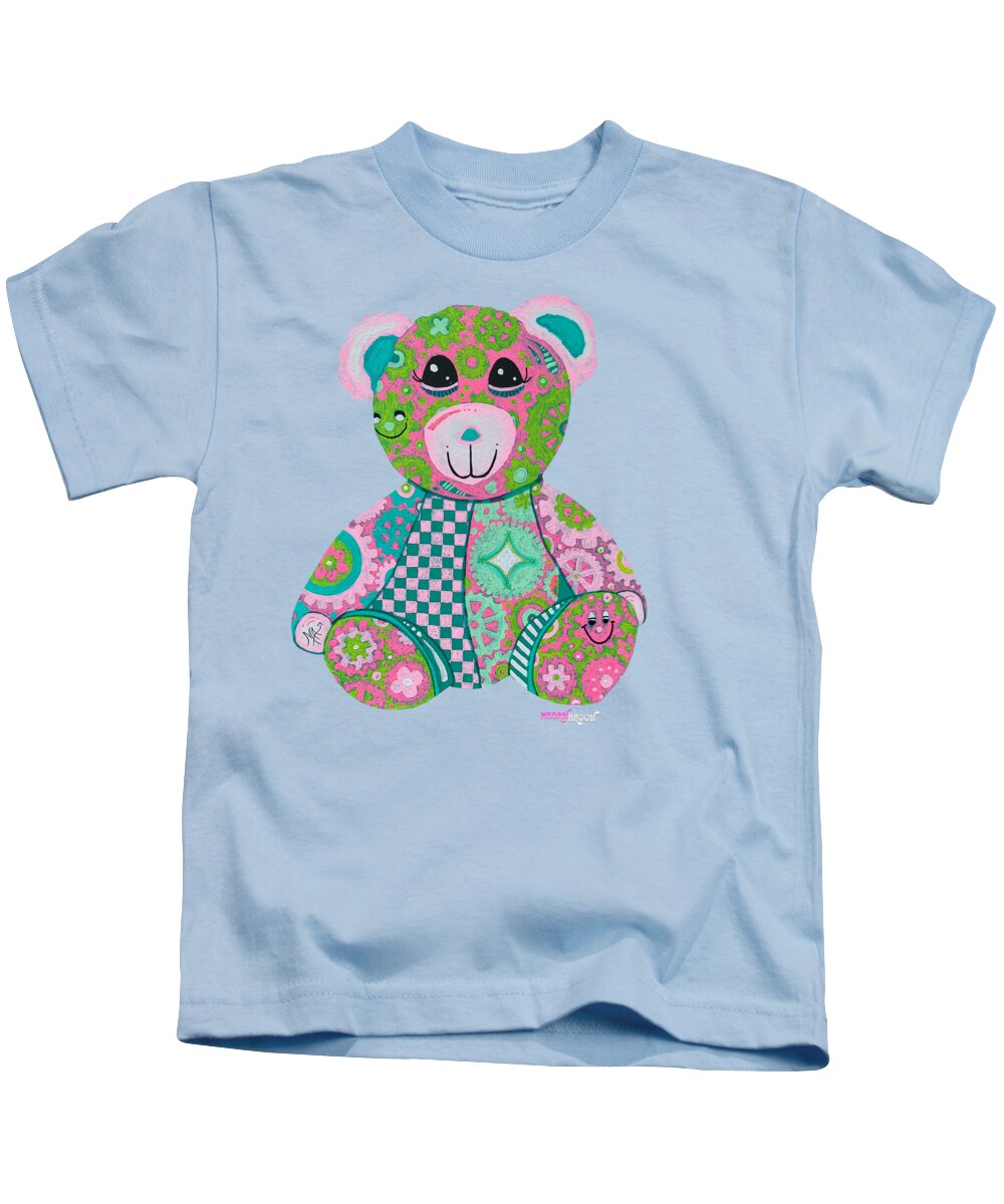 Geartopia GEAR BEAR Hope Original Handpainted PoP Art Teddy Bear Painting Nursery Art MeganAroon - Kids T-Shirt