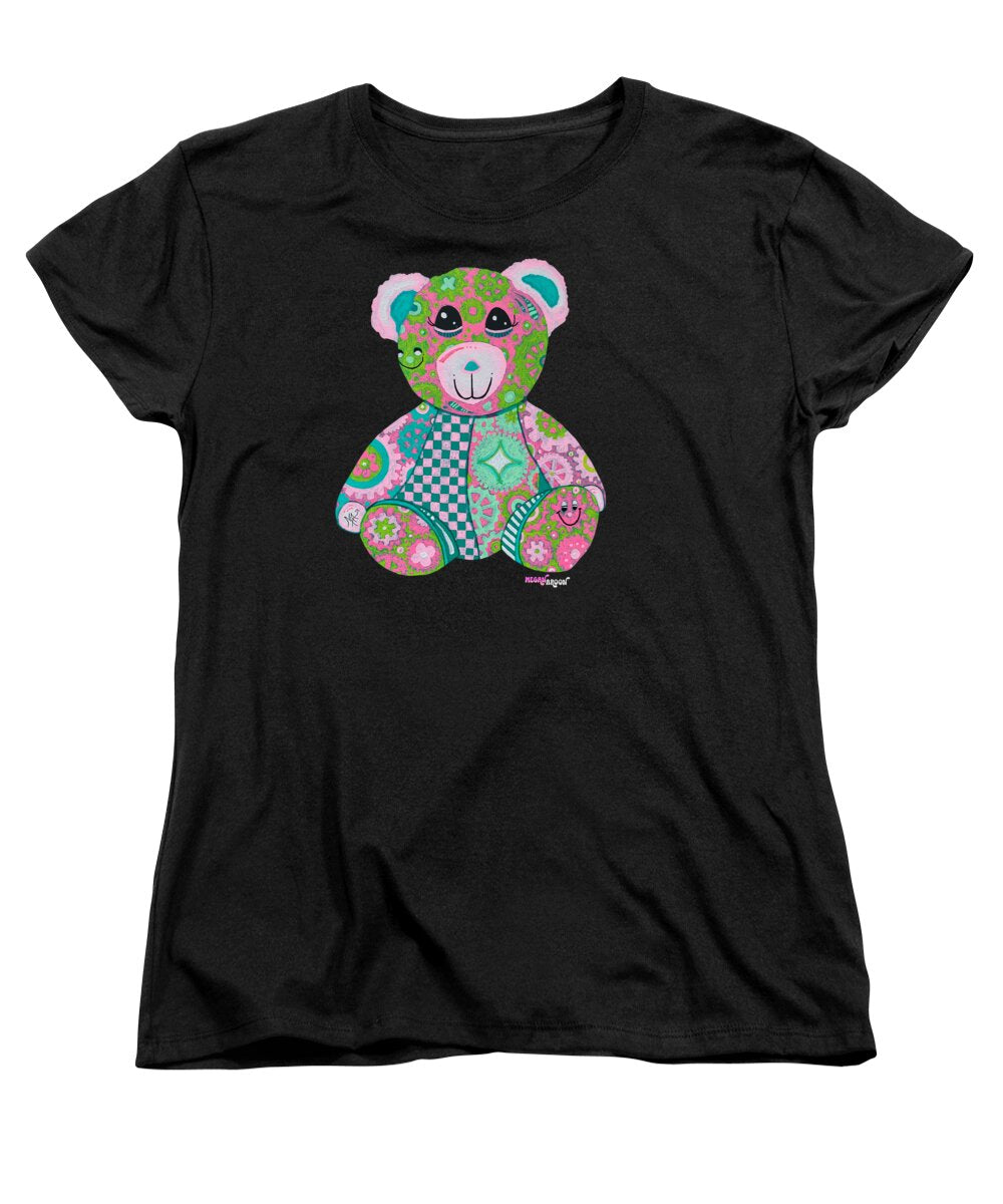 Geartopia GEAR BEAR Hope Original Handpainted PoP Art Teddy Bear Painting Nursery Art MeganAroon - Women's T-Shirt (Standard Fit)