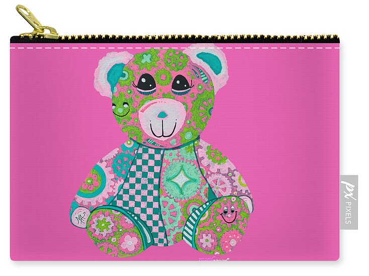 Geartopia GEAR BEAR Hope Original Handpainted PoP Art Teddy Bear Painting Nursery Art MeganAroon - Zip Pouch