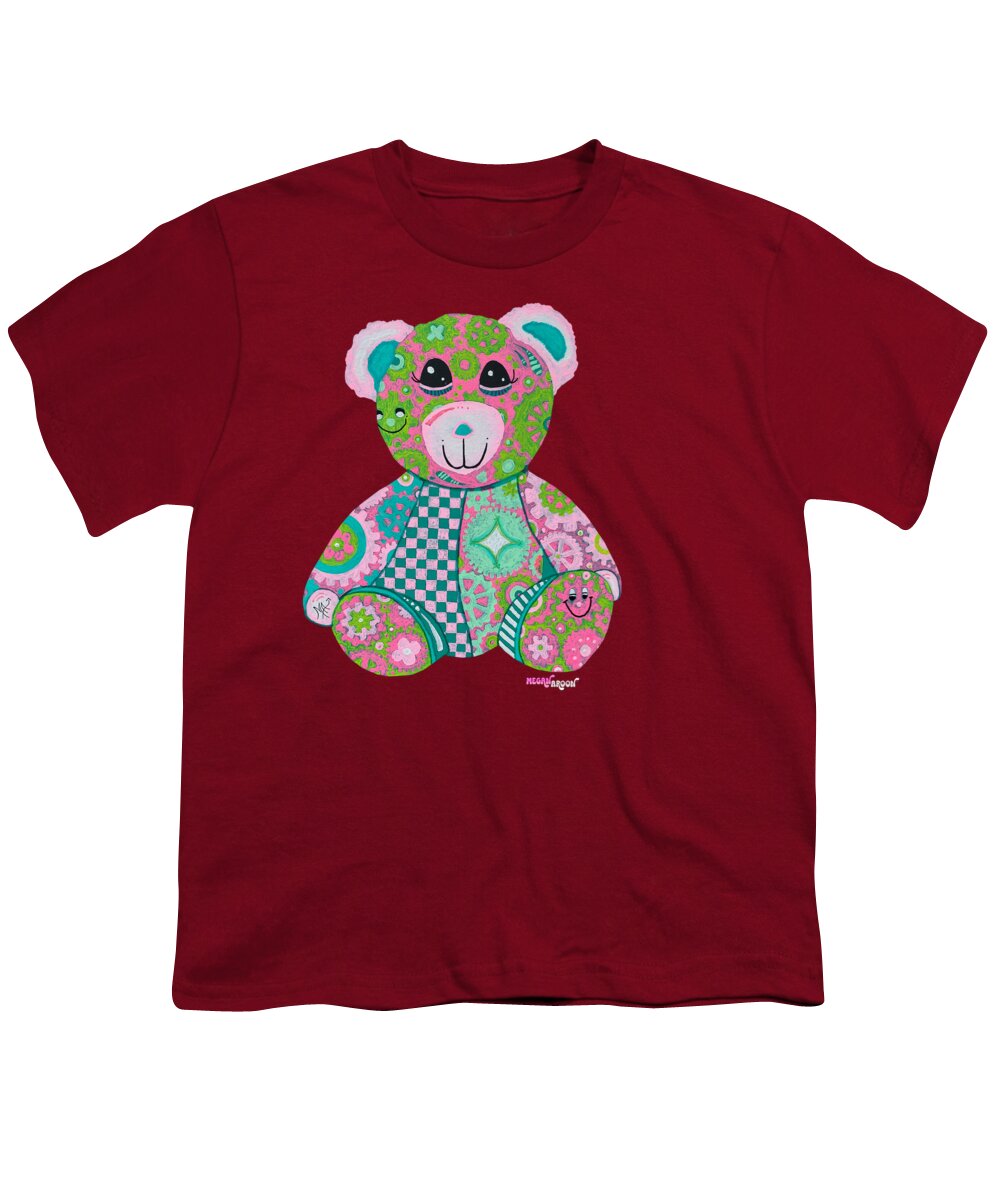 Geartopia GEAR BEAR Hope Original Handpainted PoP Art Teddy Bear Painting Nursery Art MeganAroon - Youth T-Shirt