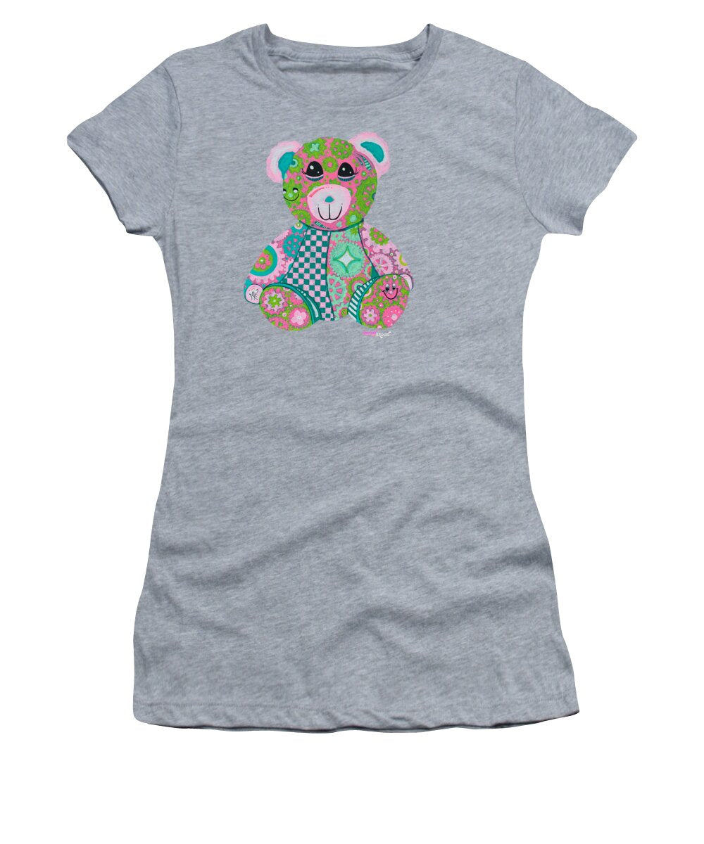 Geartopia GEAR BEAR Hope Original Handpainted PoP Art Teddy Bear Painting Nursery Art MeganAroon - Women's T-Shirt