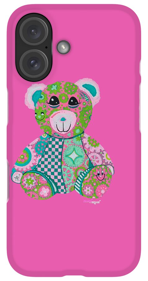 Geartopia GEAR BEAR Hope Original Handpainted PoP Art Teddy Bear Painting Nursery Art MeganAroon - Phone Case