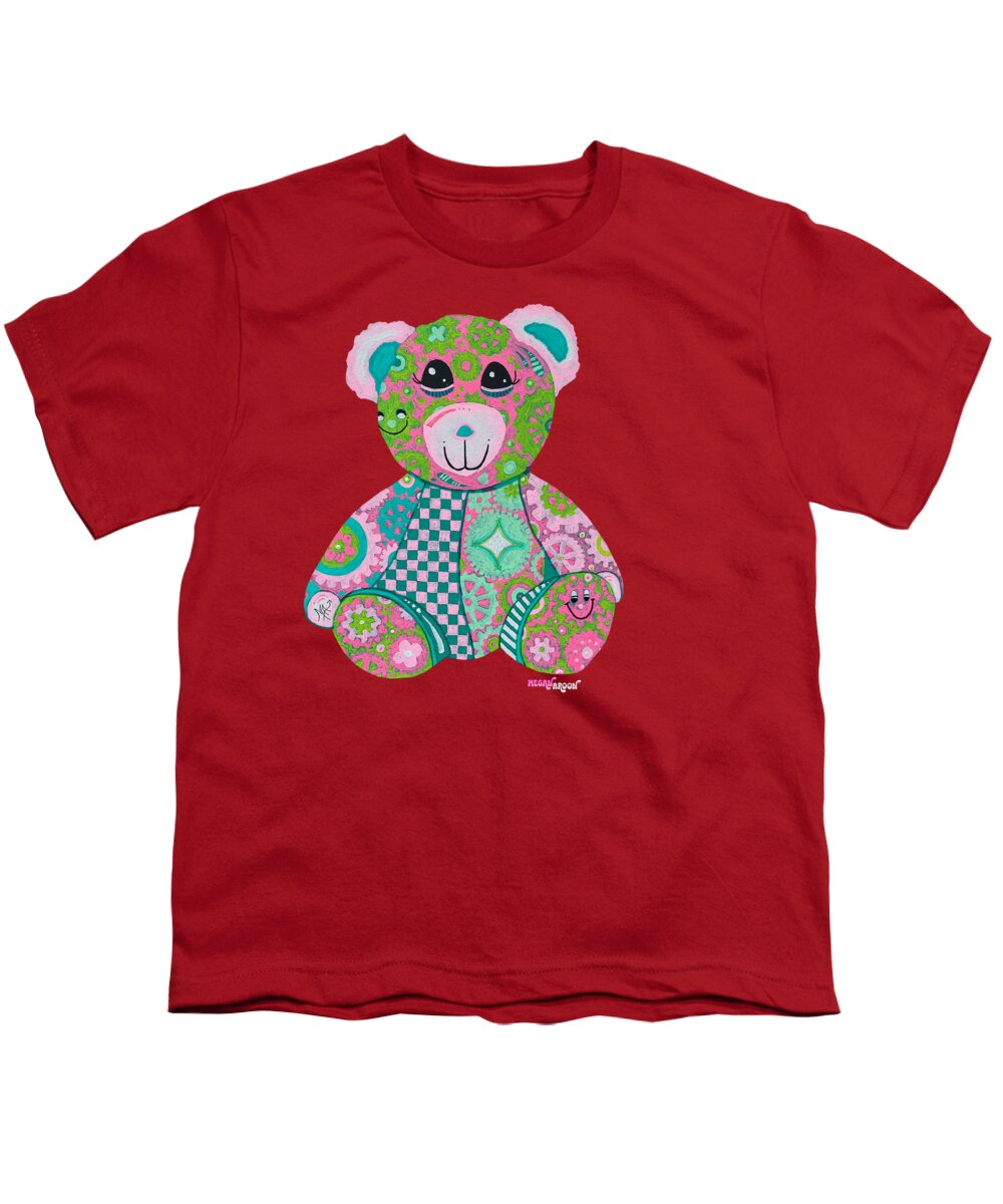 Geartopia GEAR BEAR Hope Original Handpainted PoP Art Teddy Bear Painting Nursery Art MeganAroon - Youth T-Shirt