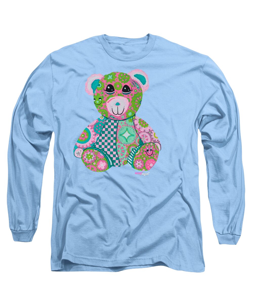 Geartopia GEAR BEAR Hope Original Handpainted PoP Art Teddy Bear Painting Nursery Art MeganAroon - Long Sleeve T-Shirt