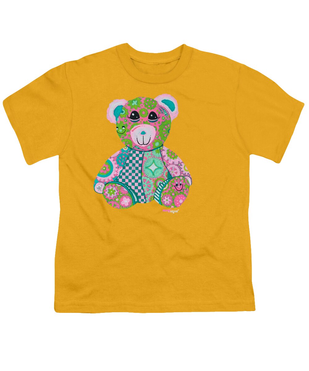 Geartopia GEAR BEAR Hope Original Handpainted PoP Art Teddy Bear Painting Nursery Art MeganAroon - Youth T-Shirt