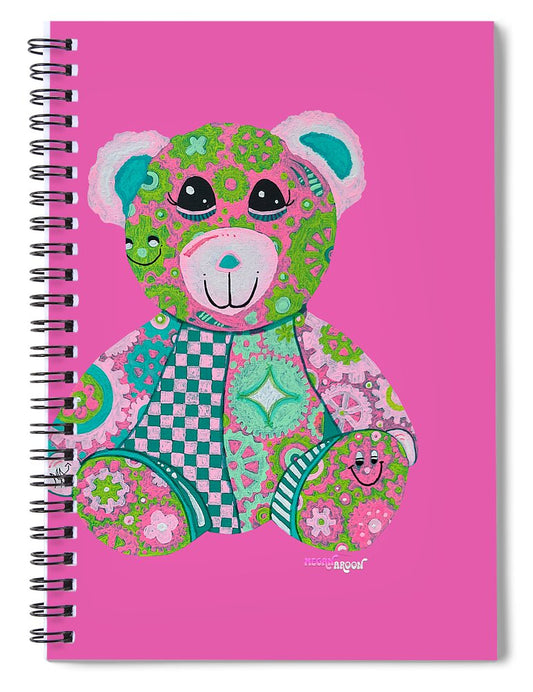 Geartopia GEAR BEAR Hope Original Handpainted PoP Art Teddy Bear Painting Nursery Art MeganAroon - Spiral Notebook